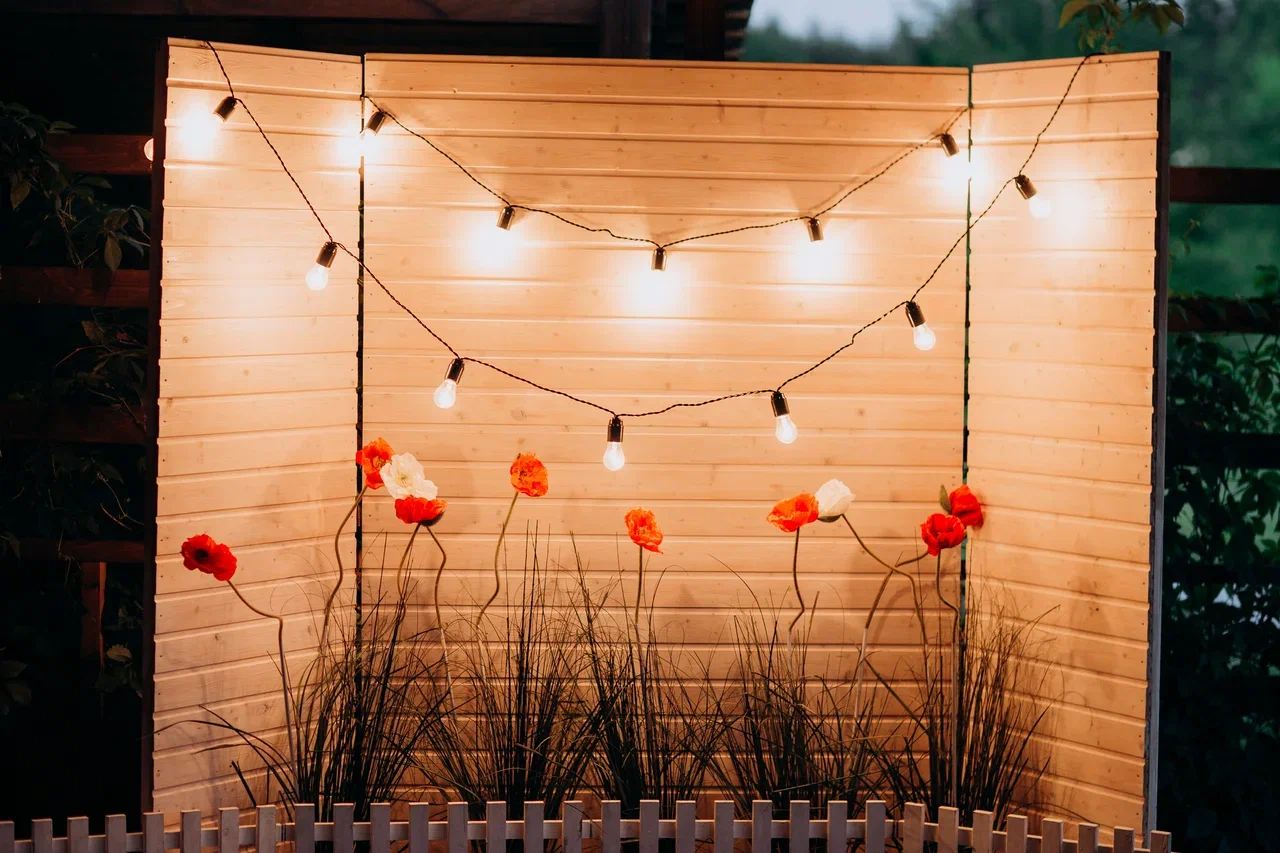 Фотозона с лампами лофт в Нижнем Новгороде на базе отдыха Остров Приключений